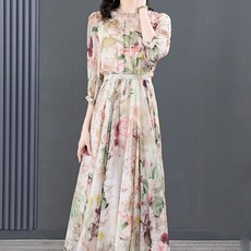 ATTERLIC 多彩圓領7分袖連身長袖, 花