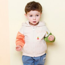 milk mile 孩童拼色連帽拉鍊外套