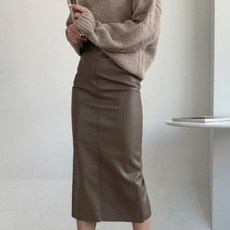 Paperments 後開衩皮革直筒中長裙 02672