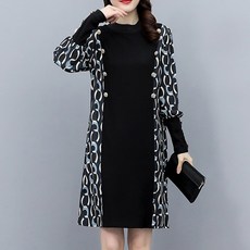 아뗄릭 라운드넥 버튼소매 A라인 스티칭 미니 원피스 01248 빅사이즈 포함