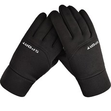 Jujusmama 男性冬季運動滑雪板自行車防水觸控手套, 黑色