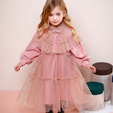 JELISPOON 女童款網紗長袖洋裝