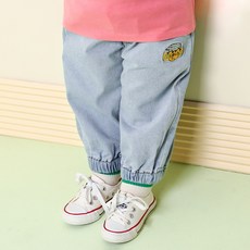 milk mile 童款可愛綿羊刺繡休閒牛仔縮口褲