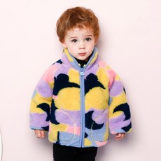 milk mile 童款紫色波浪彩繪抓毛絨外套