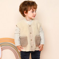 milk mile 童款萌趣獅子刺繡絨毛口袋背心