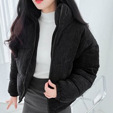 메이첼 여성용 코듀로이 볼륨핏 숏 패딩 자켓 00386