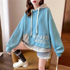 MEICHEL 女款藍色唇印連帽大學T長袖T恤 01269