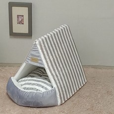 Dugipet 寵物舒適超細纖維三角屋, 條紋灰色, 1個