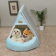 Dugipet 寵物舒適超細纖維三角屋, 條紋天藍色, 1個