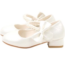 BEBEMARU 女童珍珠蝴蝶結造型繫帶中跟鞋 9854號