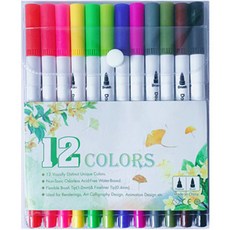 The Jonet 彩色軟頭筆組 白色款 12色, 1套, 混合色