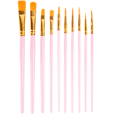 水彩筆刷 塑膠粉柄款 10種組, 1套