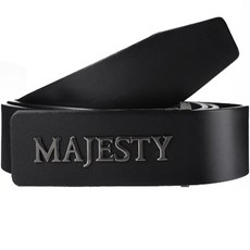 MAJESTY 高級皮革字母標誌皮帶, 黑色