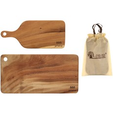 砧板 2入+束口袋組合, 木桶砧板+提手砧板+小袋, 1套