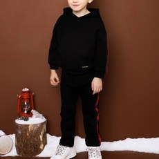 andiapple 兒童袋鼠口袋厚刷毛上下裝套組