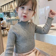 女童羅紋抓皺高領T恤 CCV54GTS139