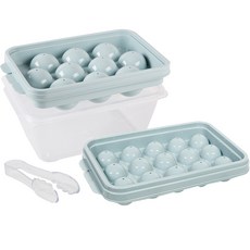 Nanu Dam 10格冰球模具+15格冰球模具+收納盒+夾子組, 薄荷