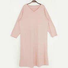 GLAM GONGGAM 女款Jane蜜桃絨V領長袖家居服長版連身睡裙