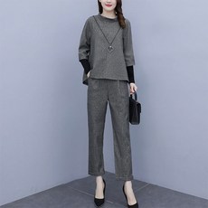 ATTERLIC 春秋季半高領珠寶領寬鬆細褶褲兩件式套裝 01343