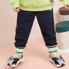 JELISPOON 童款Popping刺繡素色刷毛哈倫褲