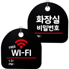 뭉키데코 고리형 안내표지판 2종 블랙 S8 세트, S8_021(프리 와이파이, 화장실 비밀번호), 1세트