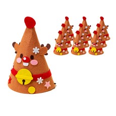 minhwashop 聖誕毛氈錐形帽DIY組, 10個, 魯道夫