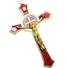 수공예 십자가 천주교 성물 12 x 7 cm, 레드, 1개