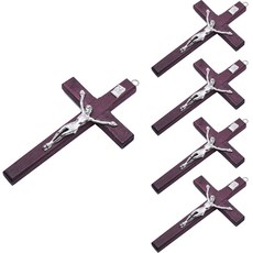 木製十字架 天主教聖物 7 x 12 cm, 5個, 酒紅色