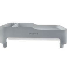 Babion 寵物用3段式高度調節飲水餵食碗架, 灰色, 1個