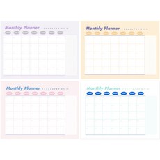 TOCTOC 月計畫便條本 4款組合, 粉彩色, 1套