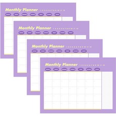 TOCTOC 月計畫便條本 4入, 紫色, 1套