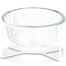 Dingdong Pet 寵物玻璃透明碗 小型, 1個, 白色