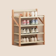 JNJ 대나무 신발 선반 다층 접이식 4단 50cm, 혼합색상