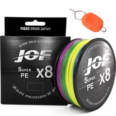 JOF PE 8股編織釣魚線 2號 + 線擋套組, 1個, 彩色(釣魚線), 隨機出貨(線擋)