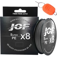 JOF PE 8股編織釣魚線 1號 + 線擋套組, 1個, 灰色(釣魚線), 隨機出貨(擋線器)