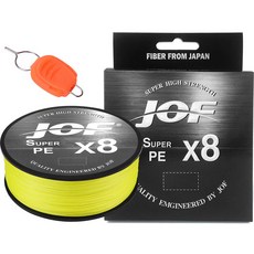 JOF PE 8股編織釣魚線 0.6號 + 線擋套組, 1個, 黃色(釣魚線), 隨機出貨(線擋)