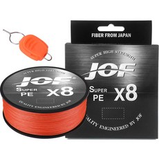 JOF PE 8股編織釣魚線 3號 + 捲線器線擋組合, 橘色(釣魚線), 隨機出貨(線擋)