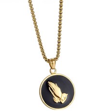 祈禱手項鍊吊墜, 金黃色, 1個