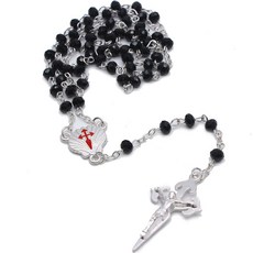 水晶祈禱天主教念珠 4 x 6 mm, 黑色, 1個