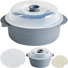 EASY&FREE Egg Cook 微波爐蒸蛋容器 大(1200ml) + 小(650ml) 套組, 1套, 灰色