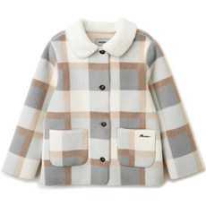 renoma KIDS 檢查女孩的皮草夾克R2240C068