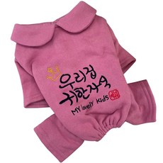 까니쉬 강아지 문구 2022 라운드 양면 카라 기모 올인원, 핑크, 1개