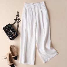 IMMONG 女款貝尼托素色亞麻寬褲