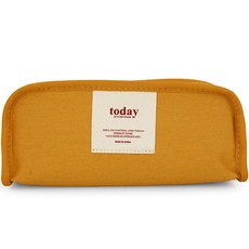 Funnymade 壓紋大容量帆布棉質筆袋, 1個, 芥末