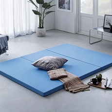 HaPos 3層折疊式大理石紋床墊, 天藍色