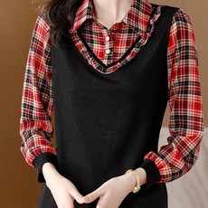 ATTERLIC 經典格紋翻領配色長袖襯衫