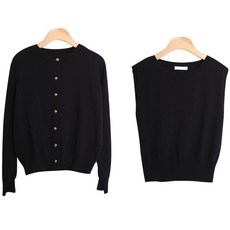 린다샵 여성용 유라티 캐시미어 소프트 민소매 니트 버튼 가디건 세트 cpset2273k29