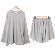 LINDASHOP 女款Siretty格紋拼色Boxy T恤短褲套裝cpset2266k28