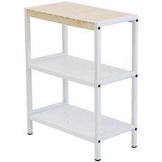 鐵製與原木洞洞板多用途層架整理架, 白色, 3層