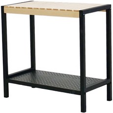 鐵製與原木洞洞板多功能層架整理架, 黑色, 2層